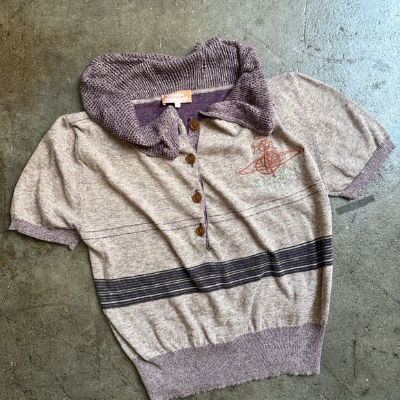 Vivienne Westwood New 2014 Gold Label Purple Knitted Silk Yarn Polo - Picture 11 of 16